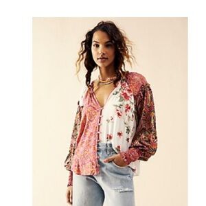 Free People Multicolor Floral Blouse